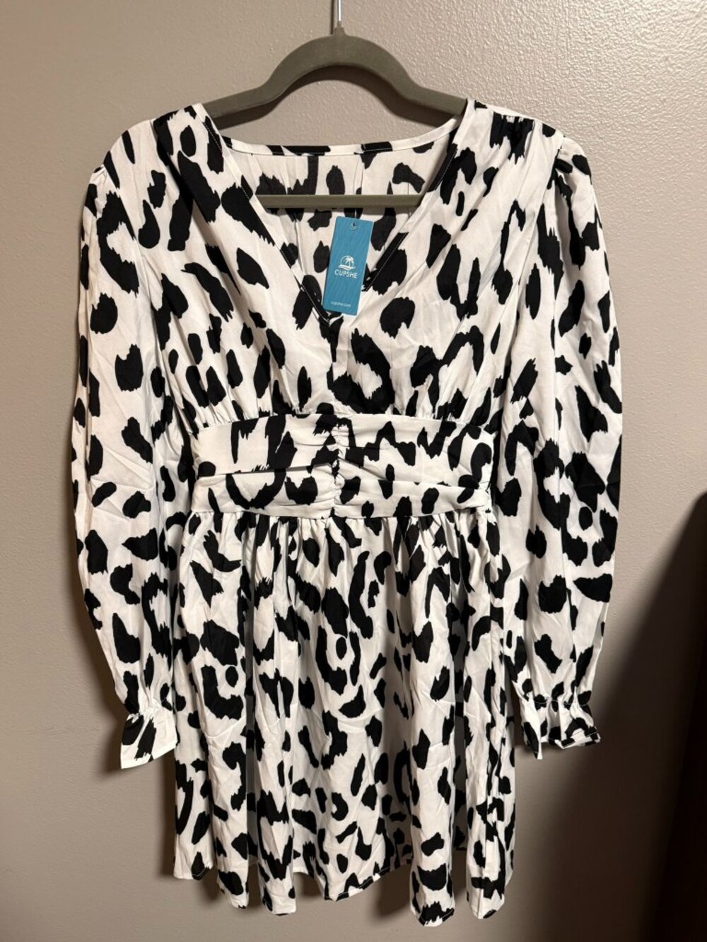 NWT Cupshe Black & White Leopard Print Mini Dress Size Small